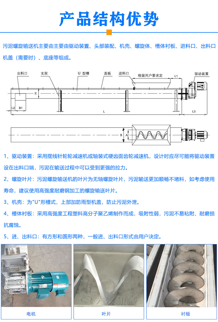 污泥螺旋輸送機結(jié)構(gòu)優(yōu)勢